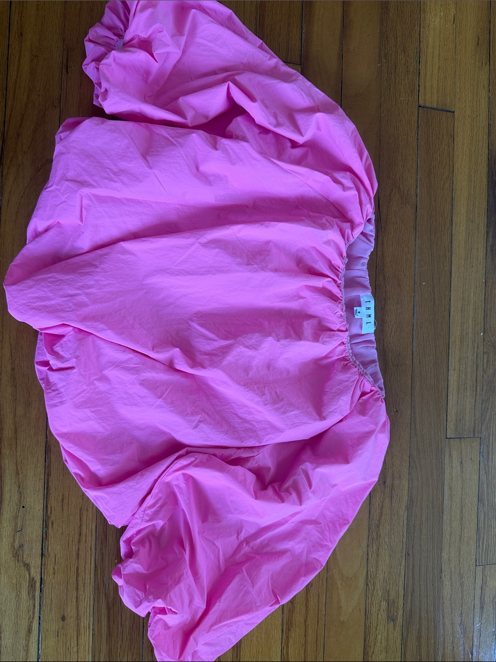 THML neon pink bubble hem top